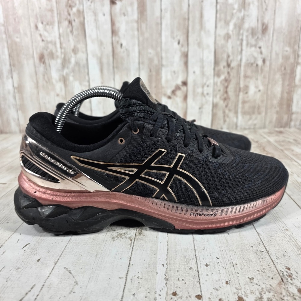 Asics Gel-Kayano 27 Womens Running Shoes Black Rose Gold 1012B015 Size 10
